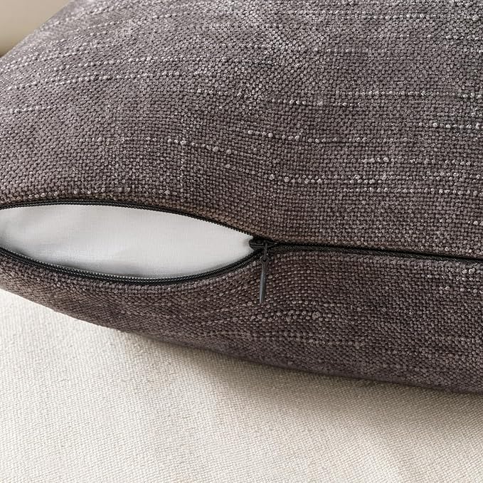 MIULEE Textured Chenille Throw Pillow Covers 20x20 Inch Charcoal Gray | Pack of 2 Decorative Soft Throw Pillows, Solid Textured Cushion Covers, Modern Home Decor for Couch Sofa Bedroom Living Room