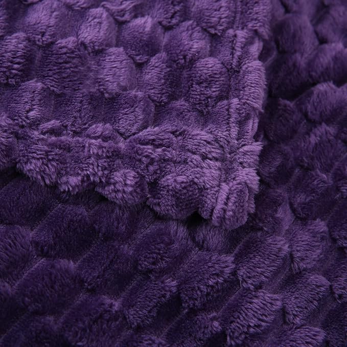 Puncuntex Deep Purple Throw Blanket 60"×80" Fuzzy 3D Jacquard Decorative | Flannel Fleece Super Soft Plush Cozy Blanket for Couch Sofa Chair Lightweight