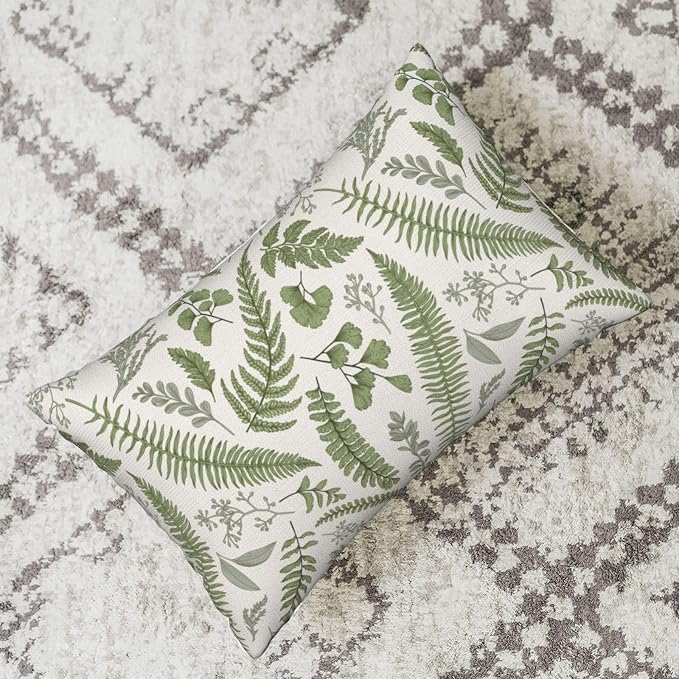 Sage Green Spring Pillow Covers 12x20 Inch 2 Pcs Vintage Leaf Plant Decor Throw Pillows Tropical Botanical Leaves Seasonal Outdoor Decoration Pillowcase Linen Cushion Cover for Couch Sofa