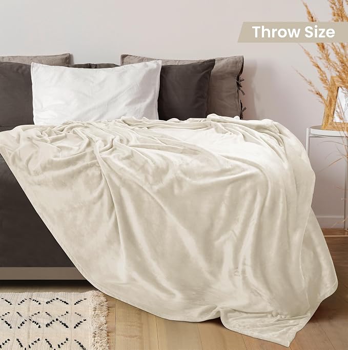 Utopia Bedding Ultra Soft Fleece Bed Blanket Throw Size Linen (50x60 Inch) | Microfiber Plush Warm Lightweight Breathable Cozy Blanket Anti-Static, All Season Use, Gift for Women and Men