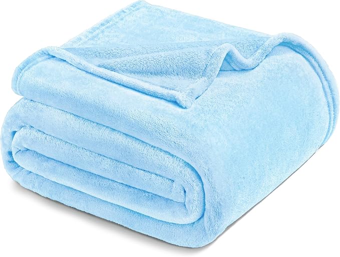 Exclusivo Mezcla Soft Fleece Throw Blanket for Couch, Ice Blue | 50x60 Inches, Double-Sided Brushed Flannel, Lightweight Plush Cozy Blanket for Home Decor, All Season, Machine Washable