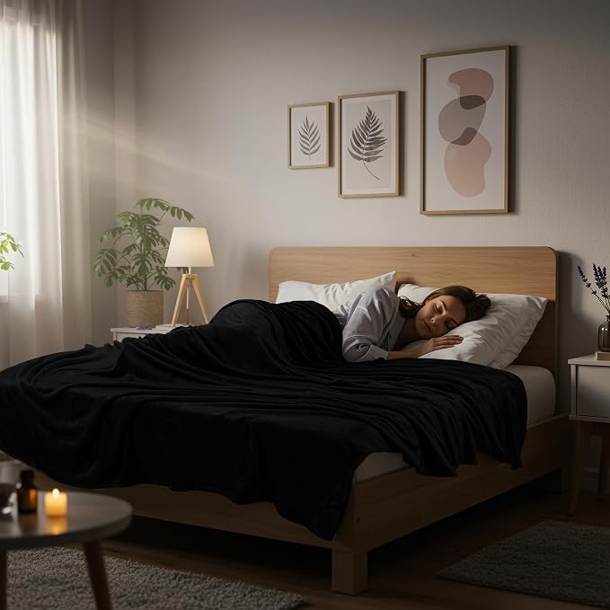 Utopia Bedding Ultra Soft Fleece Bed Blanket Throw Size Black (50x60 Inch) | Microfiber Plush Warm Lightweight Breathable Cozy Blanket Anti-Static, All Season Use, Gift for Women and Men