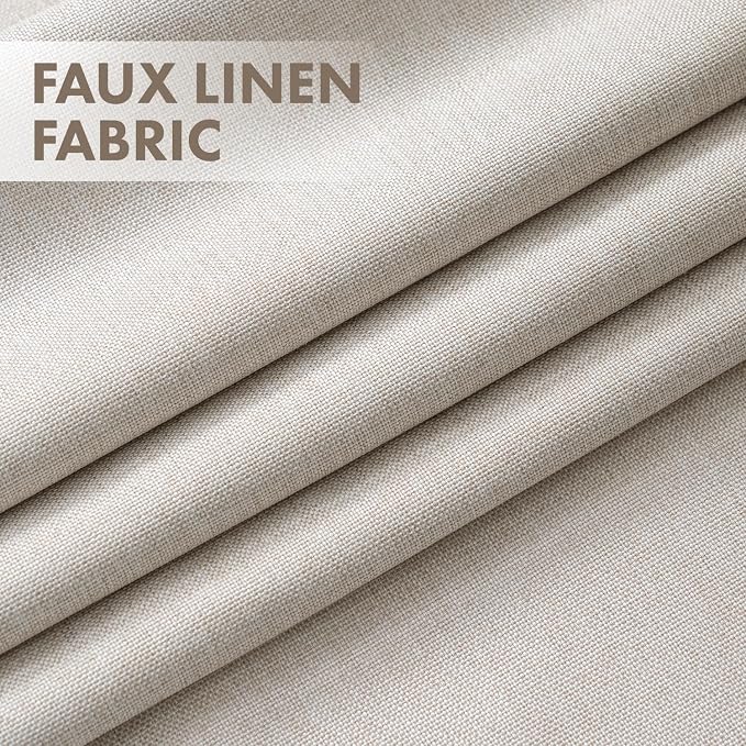 MIULEE 100% Blackout Linen Curtains for Bedroom 40W x 96L Cream 2 Panels | 96 inches Long, Thermal Insulated, Room Darkening, Black Out Drapes for Living Room, Back Tab Rod Pocket