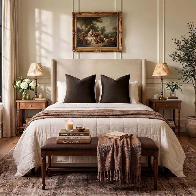 GIGIZAZA Brown Velvet Pillow Covers 26x26 Decorative Pillows Pack of 2 | Throw Pillows for Couch,Euro Sham,280gsm Soft Textured Fabric,Modern Pillowcases,Luxury Cushion Covers