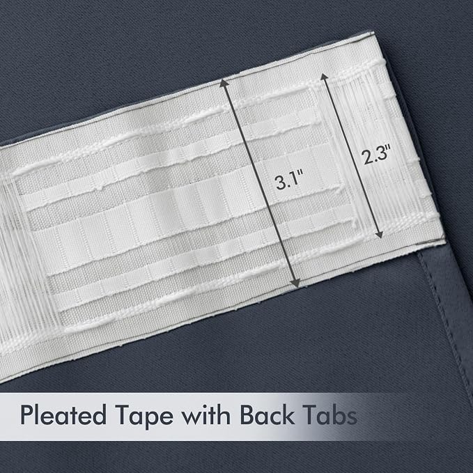 MIULEE Stone Blue Back Tab Blackout Curtains 52x108 Inch Long 2 Panels Set | Rod Pocket Pinch Pleated, Thermal Insulated, Bedroom Living Room Darkening Privacy Drapes, Extra Long Light Blocking Curtains