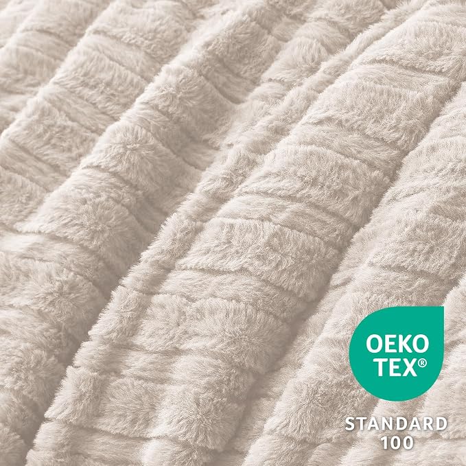 BEDELITE Faux Fur King Size Comforter Set, Fluffy Bed Set, Linen | Super Soft & Warm, Luxury Fuzzy Cozy Comforter for Winter, Heavy Plush Bed set, with 2 Pillowcases