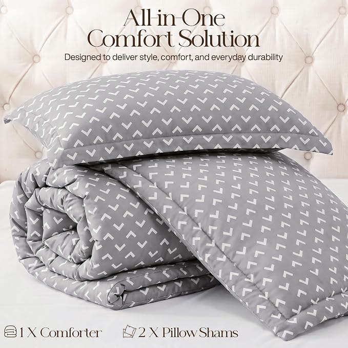 Utopia Bedding 3 Pc King Comforter Set, Printed Comforter, Arrows White | Comforter Set Includes Comforter (90x102) Inches, 2 Shams (20x36) Inches. Soft Microfiber Down Alternative, Machine Washable.