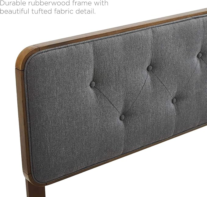 Modway MOD-6235-WAL-CHA Collins Tufted King Fabric and Wood Headboard, Walnut Charcoal