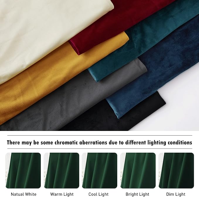 RYB HOME Hunter Green Velvet Blackout Curtains 84 inches for Bedroom | Thermal Insulated, Privacy UV Blocking, Noise Reducing, Energy Saving, Luxury Window Decor for Kids Room, W52 x L84, 2 Panels