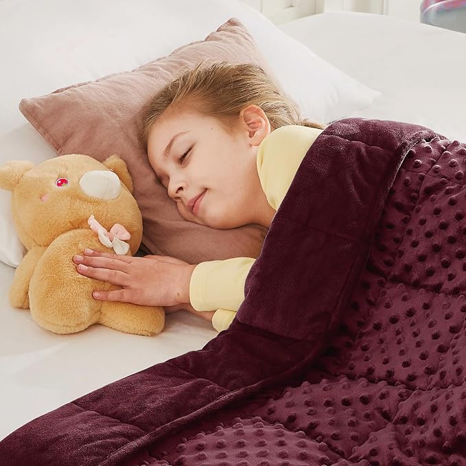 CuteKing Weighted Blanket - 40"x60" 7lbs Minky Dots Heavy Blanket with Glass Beads Soft Breathable for All-Season Summer Fall Winter Thick Comfort for Rest