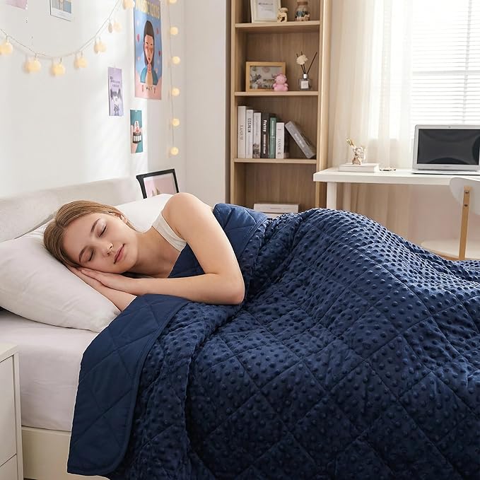 yescool Weighted Blanket for Adults 10 lb, 48 * 72in Twin Full Size Heavy Throw Blanket for Better Sleep, Blue
