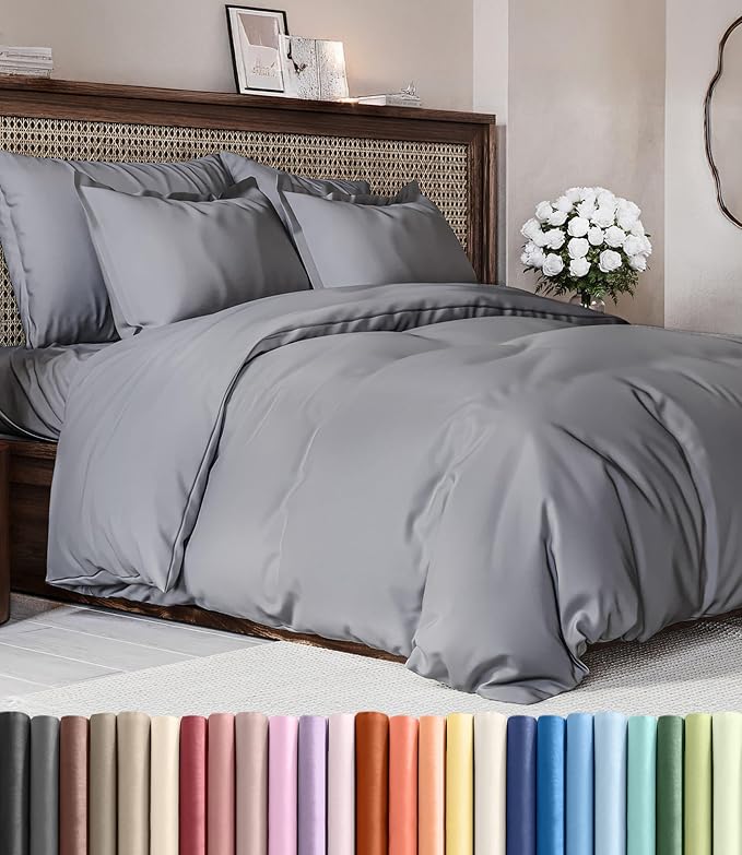 Duvet Cover Full Size - Soft 3 Piece with Zipper Closure - Steel Blue | Extra Soft, Breathable, Full Duvet Cover 80" x 90" with 2 Pillow Shams, Zipper Closures & Ties, Women, Men, Kids & Teens