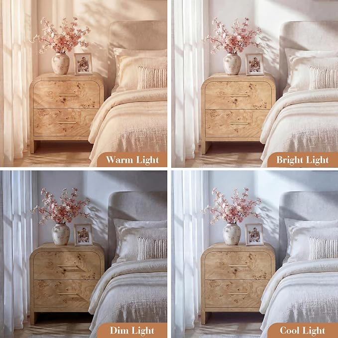 Night Stand Set of 2 [Unique Curved Profile] [FSC-Certified Wooden Board] 2-Drawer Nightstand 24" H Metal Handle Modern Sturdy Bedside Table Side Table End Table | [Curved Profile] [FSC-Certified Wooden Board] Nightstand 24" H Metal Handle Modern Bedsi...