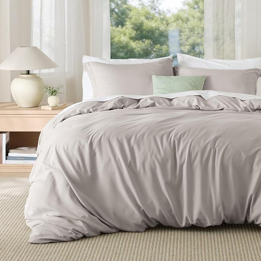 Bedsure Duvet Cover King Size, Soft Double Brushed Bedding Set, 3Pcs, Taupe | For Kids & Adults, 104"x90" Comforter Cover, Hotel Luxury, All Season, Breathable, Easy Care, Lightweight, Zipper Closure