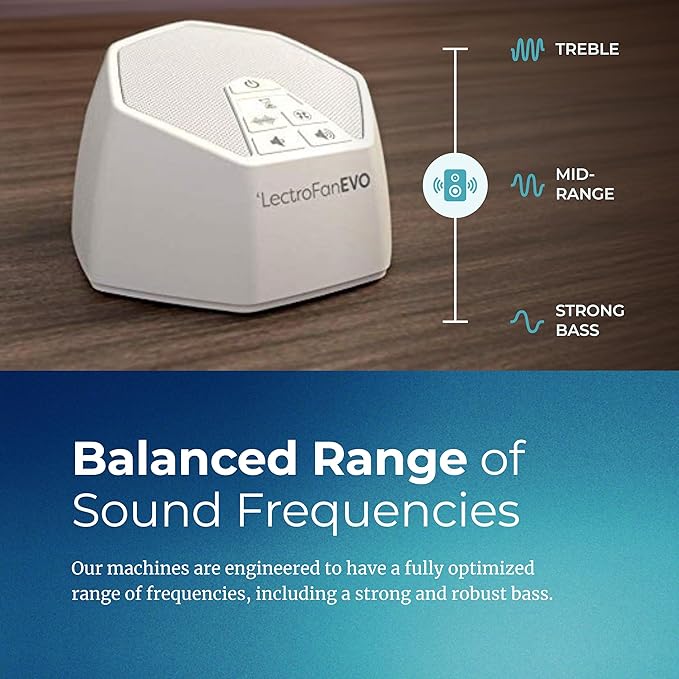 Adaptive Sound Technologies LectroFan EVO Sound Machine, White | Non-Looping Sound Machine for Sleep with Soothing Noise, Convenient Sleep Timer, Lightweight Build, USB Powered