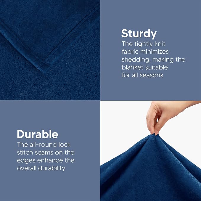 Utopia Bedding Fleece Blanket King Size Navy 300GSM Luxury Anti-Static Fuzzy Soft Microfiber Bed Blanket, All-Season Home Decor Gift for Women and Men (90x102 Inch) (Pack of 3)