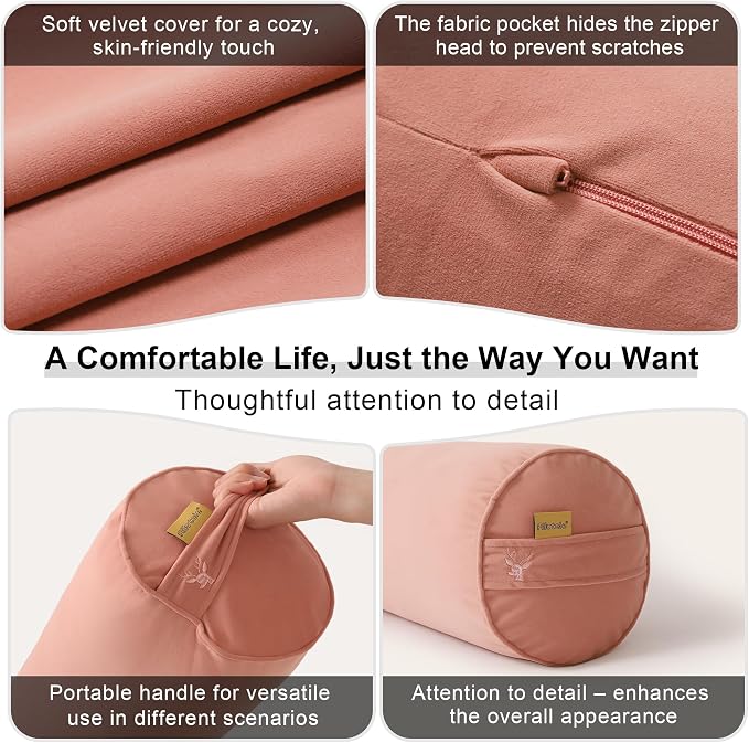 Body Pillow for Adults,Long Round Pillow,Big Cylindrical Pillow,Large Full Bolster Pillows for Side Sleepers (Blush Pink, 39.37"*7.87")