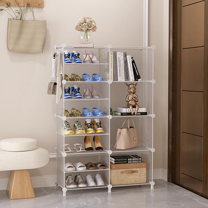 AWTATOS Closet Organizer 8 Cube Storage Shelves, Transparent Twill | Closet Organizers and Storage, DIY Stackable Cubby Shelving, Clothes Organizers for Closet Bedroom Living Room Office