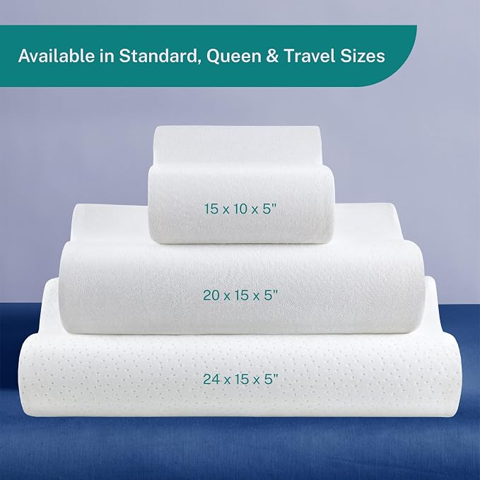 Sleep Innovations Memory Foam Contour Pillow, Standard Size, Head, Neck, and Shoulder Alignment, Side and Back Sleepers, Medium Support