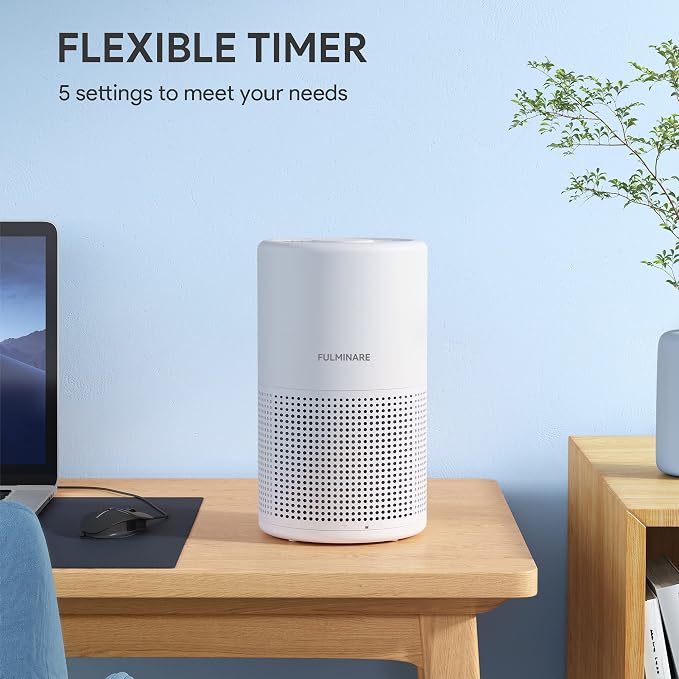 FULMINARE Air Purifiers for Bedroom H13 True HEPA Air Filter (White 2 Pack) | Remove Pet Hair, Smoke, Odors，Quiet Air Cleaner With Night Light, Portable Small Air Purifier for Home, Office, Living Room