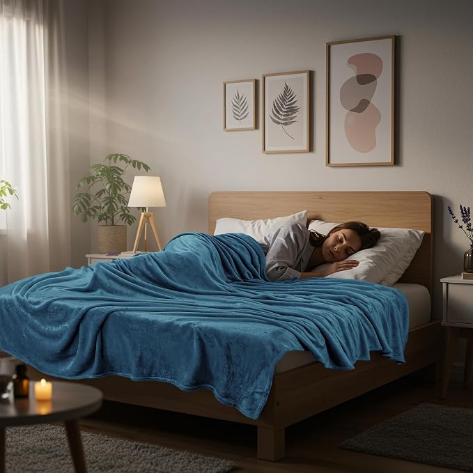 Utopia Bedding Soft Fleece Bed Blanket King Size Stone Blue (90x102 Inch) | Microfiber Plush Warm Lightweight Breathable Cozy Blanket Anti-Static, All Season Use, Gift for Women and Men