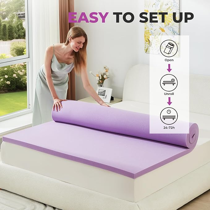 BDEUS Mattress Topper Twin XL, 2 Inch Gel Memory Foam Mattress Topper for College Dorm, Ventilated Soft Mattress Pad, Bed Topper, CertiPUR-US Certified