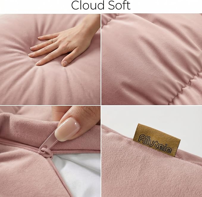 Pat. Pend. Segmented Body Pillow for Side Sleepers, 47 Inch, Pink | Full body pillow for adults with a removable, washable soft velvet cover; segmented long bed pillow for side sleeping.