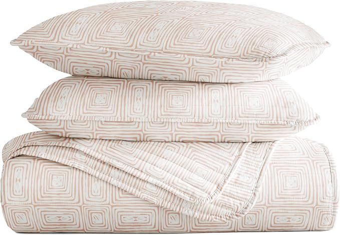 Merit Linens 3 Piece Quilt Set - Super Soft - Lightweight - All Season Quilted Coverlet - Timeless Patterns - Full/Queen Apricot
