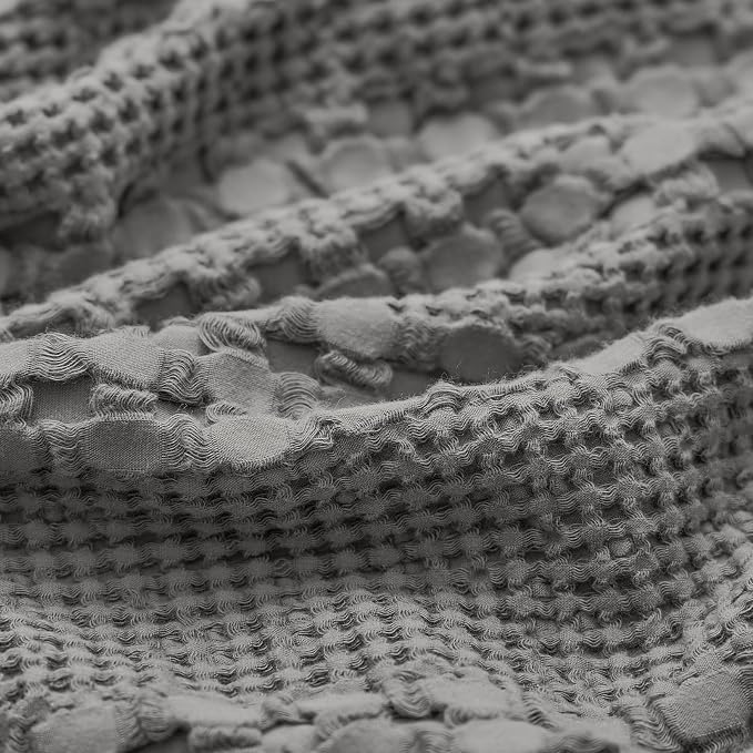 PHF 100% Cotton Waffle Pillow Shams Standard Size, 2 Pack 20" x 26" Soft Skin-Friendly Pillowcases, No Filling, Aesthetic Woven and Breathable Waffle Weave Pillow Case Covers for Bed, Dark Grey