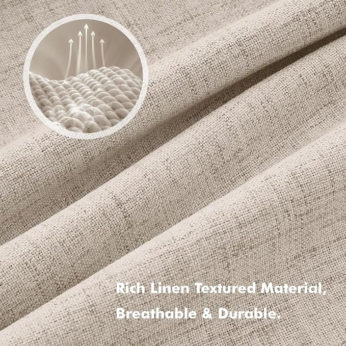 MIULEE 100% Blackout Linen Curtains for Bedroom 42 x 63 Inch Taupe 2 Panels | Thermal Insulated, Room Darkening Drapes for Living Room, Back Tab Rod Pocket Pinch Pleated, Solid Luxury Decor
