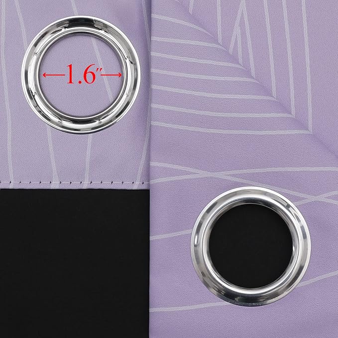 Lilac and Greyish White Ombre Blackout Curtains for Bedroom 45 Inch Long | Estelar Textiler Room Darkening Gradient Living Room Curtains,Thermal Insulated,Light Blocking Grommet Drapes,52x45,2 Panels