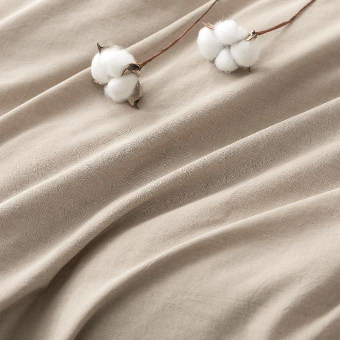 BDEAR 3Pcs Linen Grey Duvet Cover California King Size 104" W x 98" L | 100% Washed Cotton, 1 Duvet Cover with 2 Pillowcases, Zipper Closure, OEKO TEX Standard,8 Corner Ties,Linen-Liked Texture