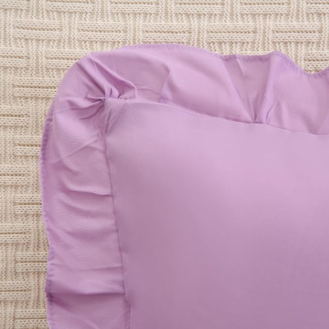 Merryword Lavender Purple Pillow Shams Light Purple Ruffle Standard Pillowcases Cute Pillow Cover Set of 2 Shabby Chic Soft Microfiber Pillowcases 2 Pack