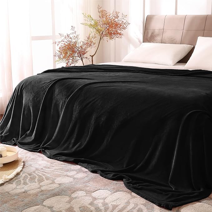 BEDELITE Fleece Blanket Soft Plush Full Bed Blanket Black 84"x90" | Ultra Soft Fleece, Plush Microfiber, Lightweight Warmth, All Season Comfort, Fade Resistant, Machine Washable, Couch Sofa Bed