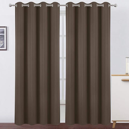 Chocolate Brown Thermal Blackout Curtains/52 x 95 Inch/Set of 2 Panels Room Darkening Curtains for Bedroom