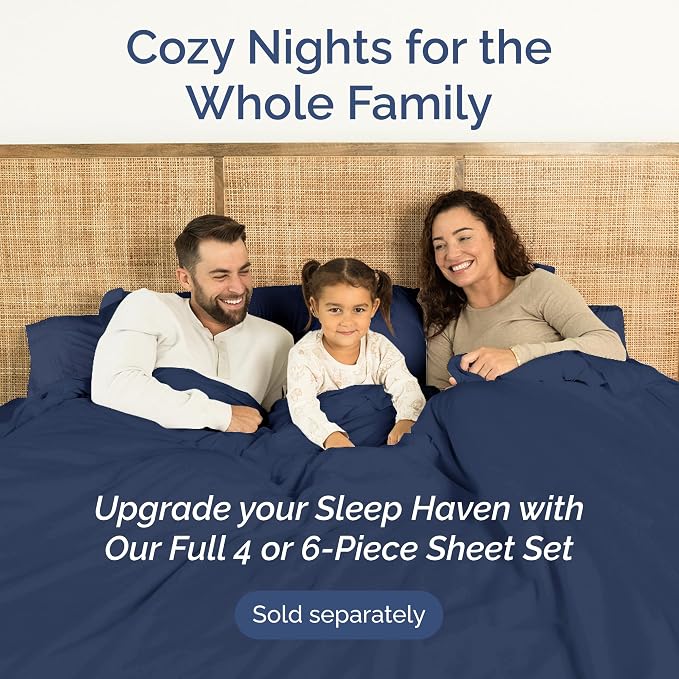 Full Flat Sheet - Single Top Flat Sheet Only - Soft & Cooling - Navy Blue | Hotel Luxury Top Flat Sheet Only, Ultra-Soft, Breathable & Cooling, Fade & Wrinkle Free, Easy-Care, Stain & Shrink Resistant