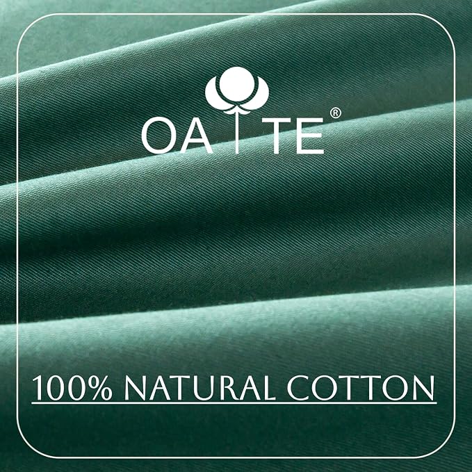 OAITE Duvet Cover Set 100% Washed Cotton Solid 3pcs | Soft,Durable,Long-staple Cotton,Hidden Zipper with 8 Interior Corner Ties,2 Pillowcases
