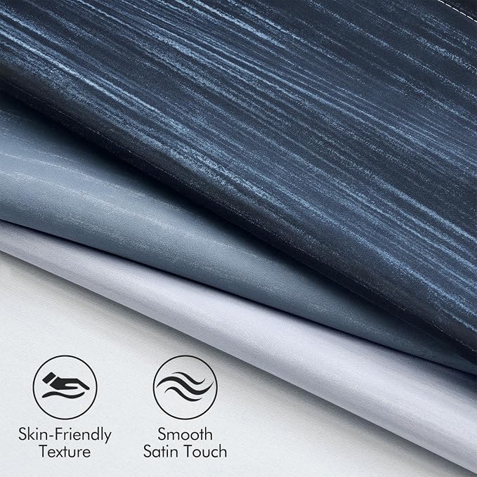 MIULEE Navy Blue and Greyish White Ombre Blackout Curtains 52Wx90L Set of 2 | Full Room Darkening,Thermal Insulated,90 Inch Long,Grommet Drapes for Bedroom/Living Room,Modern Window Treatments