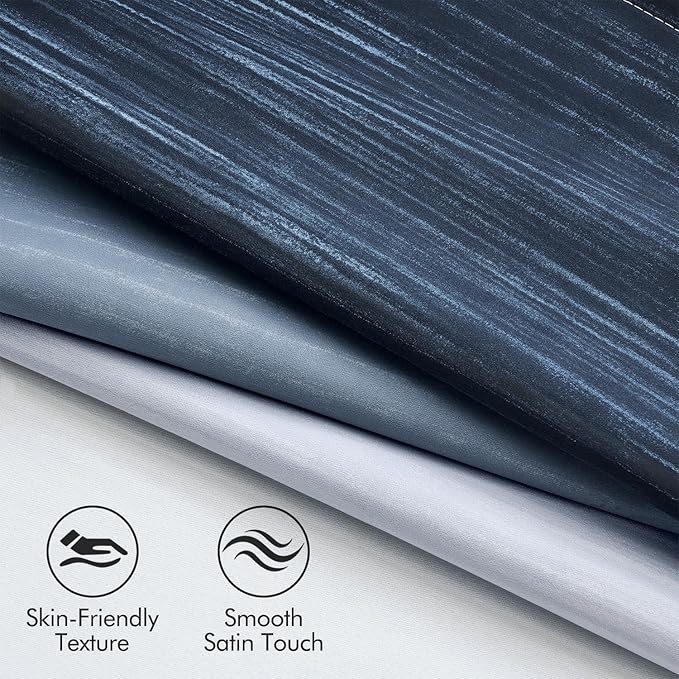 MIULEE Navy Blue and Greyish White Ombre Blackout Curtains 52Wx96L Set of 2 | Full Room Darkening,Thermal Insulated,96 Inch Long,Grommet Drapes for Bedroom/Living Room,Modern Window Treatments