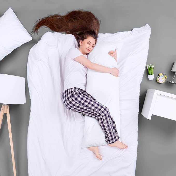 Utopia Bedding Full Body Pillow for Side Sleeper, White Long Pillow for Bed | Large Body pillows for Adults, Plush Support, Pregnancy Pillow Insert for sleeping, helps maintain body contour, 20x54 inches