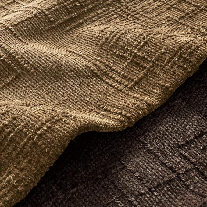 MIULEE Chenille Textured Fall Throw Pillow Covers Bronze 18x18 Set of 2 | Slubby Decorative Pillows, Boho Farmhouse Rustic Home Decor, Modern Neutral Cushion Covers for Couch Sofa Bed Living Room