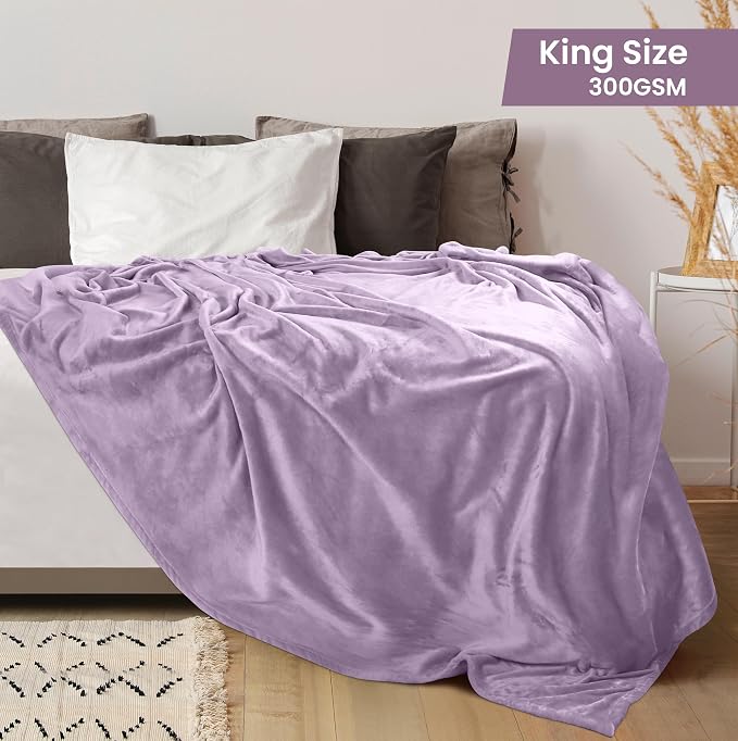 Utopia Bedding Ultra Soft Fleece Bed Blanket King Size Lilac (90x102 Inch) | Microfiber Plush Warm Lightweight Breathable Cozy Blanket Anti-Static, All Season Use, Gift for Women and Men