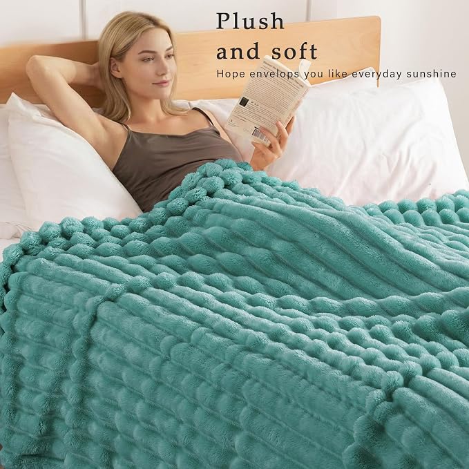 Exclusivo Mezcla Striped King Size Fleece Blanket for Bed, Couch, 90"x104" | Soft Breathable Cozy Bed Blankets, Lightweight Plush Fluffy Fuzzy Jacquard Decorative Blankets