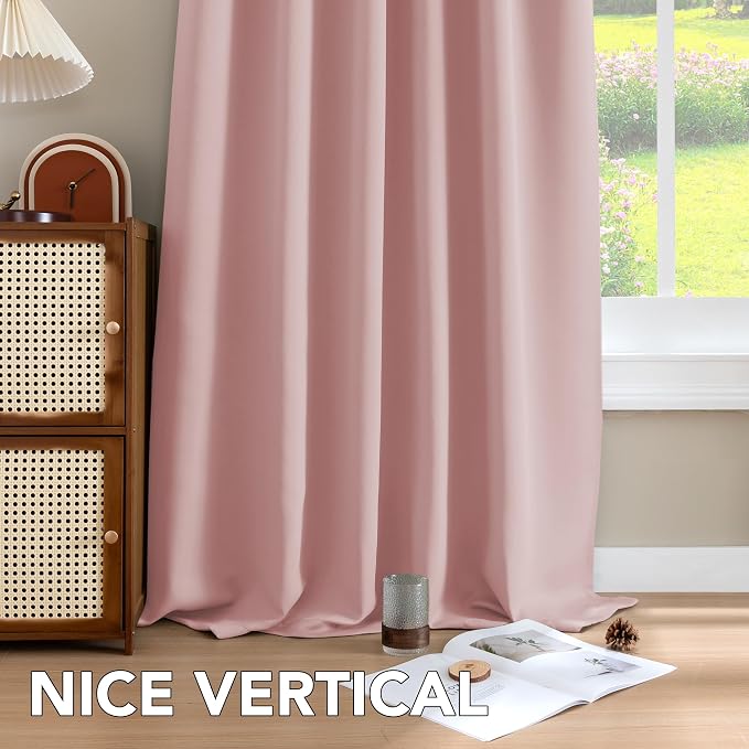 H.VERSAILTEX Blackout Curtains Thermal Insulated Window Treatment Panels Room Darkening Blackout Drapes for Living Room Back Tab/Rod Pocket Bedroom Draperies (2 Panels, Baby Pink, 52 x 72 Inch)