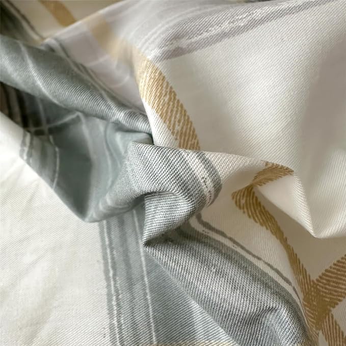 Plaid King Comforter Set Geometric Plaid Grid Comforter Set Fluffy Microfiber Bedding Comforter Farmhouse Checkered Comforter Set for All Season 3 Piece Plaid Bedding Comforter Set King Size Bed Set