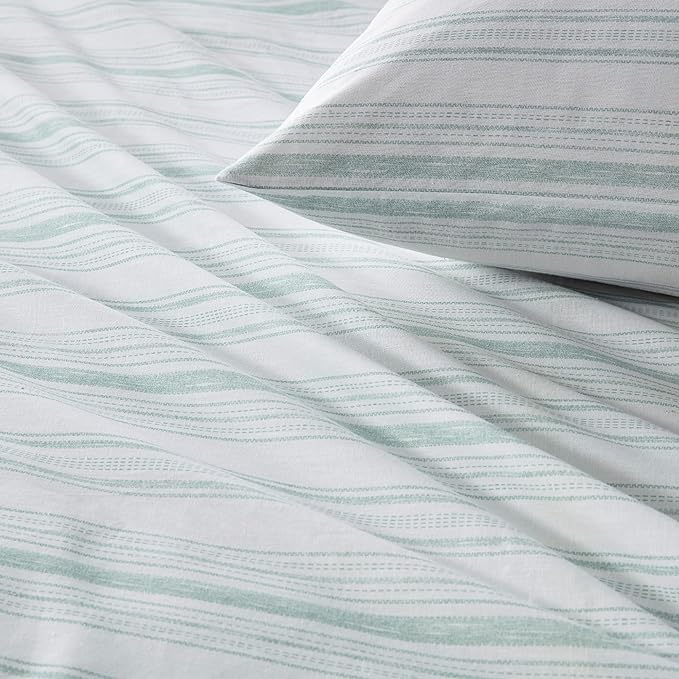 Comfort Spaces 100% Cotton Percale Sheets Full Sheet Set 4 Pcs, Good Vibes | Crisp, Cool & Breathable Bed Sheets, 14" Deep Pocket Fits Up to 16" Mattress, Lightweight, All Season Cozy, with Pillow Case