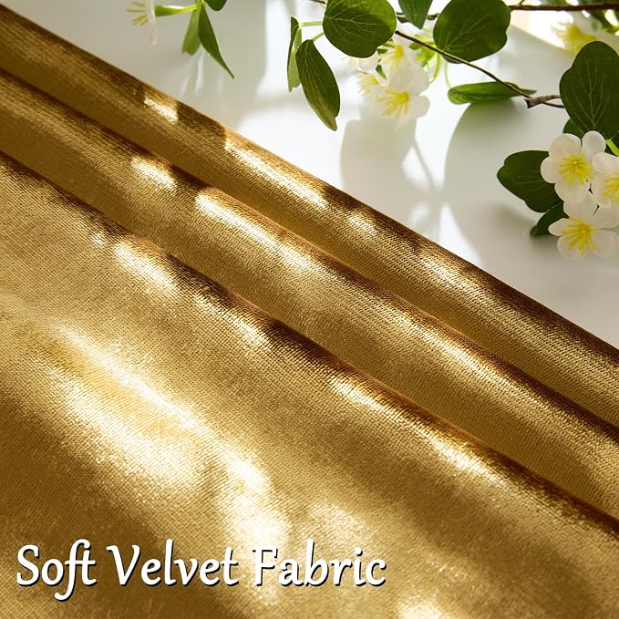 GIGIZAZA Gold Velvet Pillow Covers 22x22 Decorative Pillows Pack of 2 | Throw Pillows for Couch Sofa,300gsm Soft Textured Fabric,Modern Square Accent Pillowcases,Luxury Cushion Covers