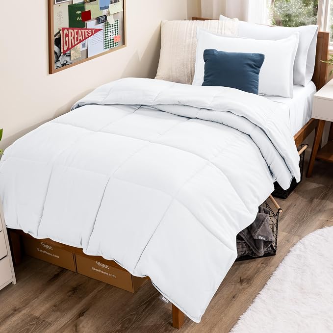 Bare Home Comforter Set - 1800 Ultra Soft (Twin/Twin XL, White) | All-Season, Breathable, Hypoallergenic, Premium 1800, Warm, Cozy