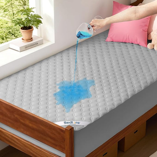 BEDLORE Waterproof Twin XL Mattress Protector, Deep Pocket, College Dorm | Soft Noiseless Breathable Bed Mattress Cover Pad, Fits 6-15 Inch Deep Mattresses, Ideal for Home Bedroom, Hotel, Light Gray