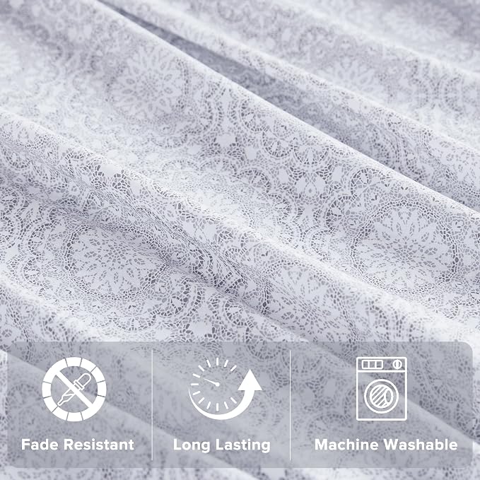 Comfort Spaces 100% Cotton Percale Sheets Queen Size 4 Pcs, Adelia Gray | Crisp, Cool & Breathable Bed Sheets, 14" Deep Pocket Fits Up to 16" Mattress, Lightweight, All Season Cozy, with Pillow Case